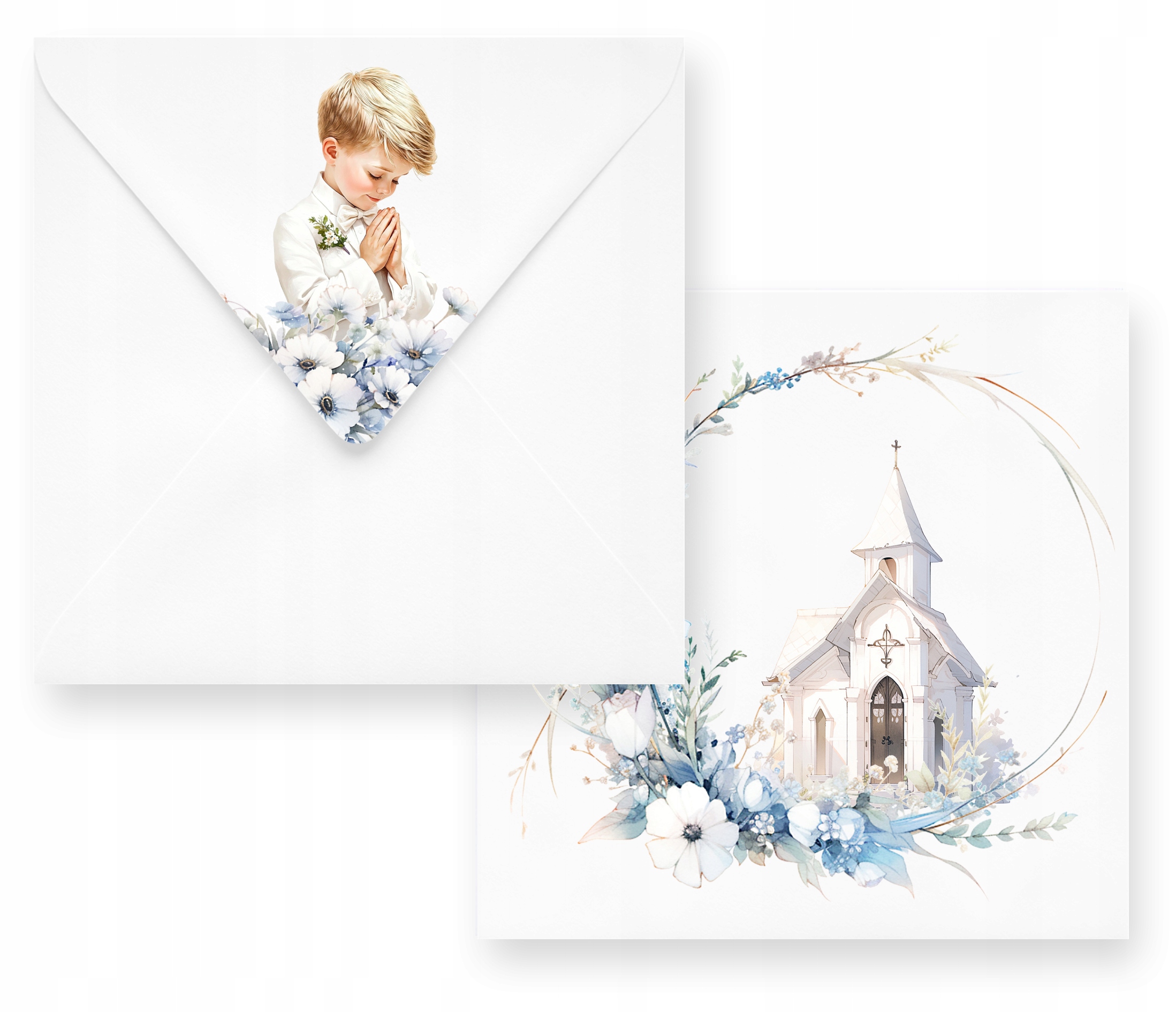 ZAPROSZENIA NA KOMUNIĘ DLA CHŁOPCA + IMIĘ + KOPERTA Kolor wielokolorowy