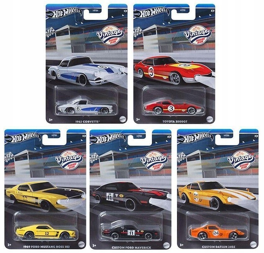 Hot Wheels Vintage Racing Club zestaw 5 samochodów HRT81 seria 2