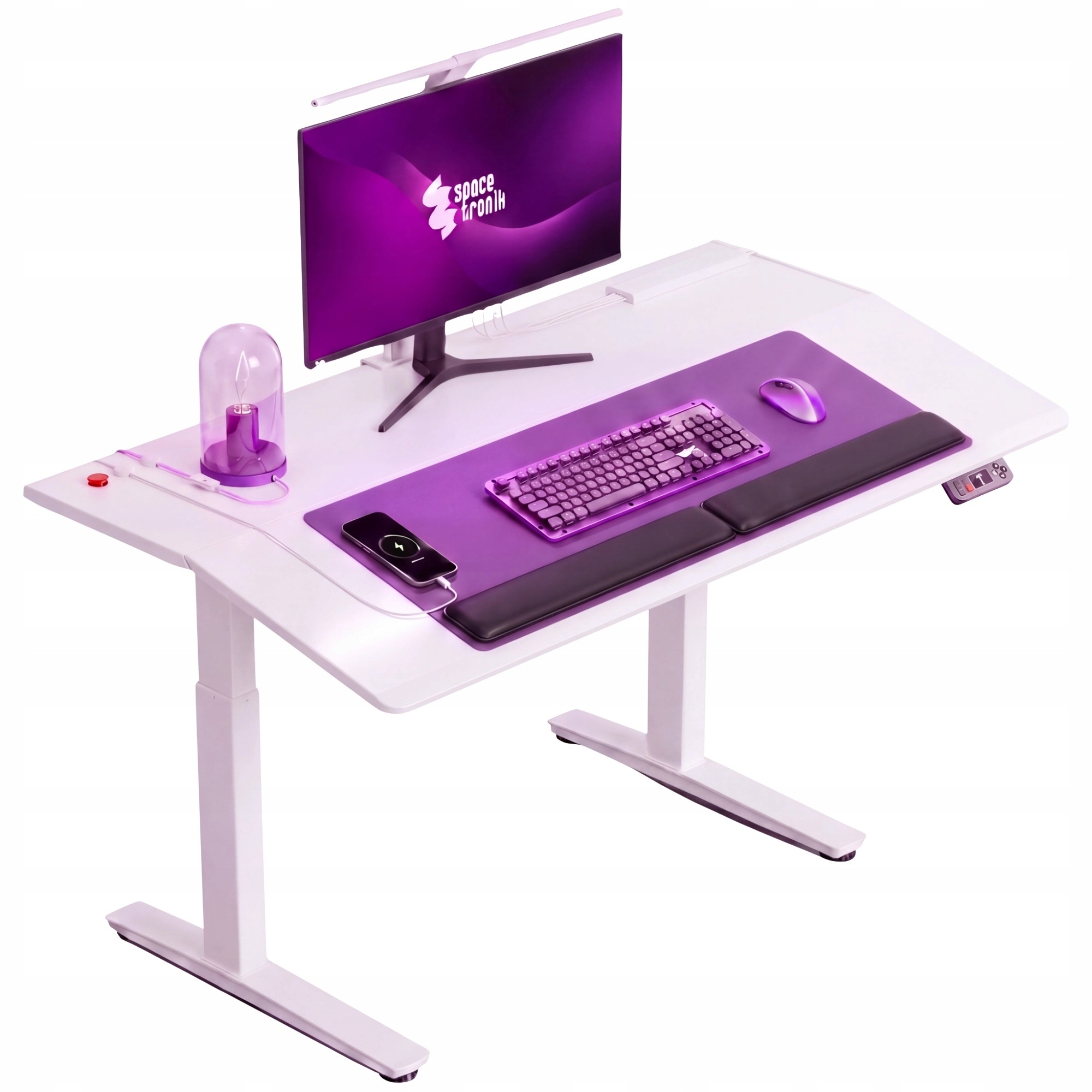 Elektrický psací stůl s nastavitelnou výškou a sklopnou deskou 140 x 80 cm, bílý