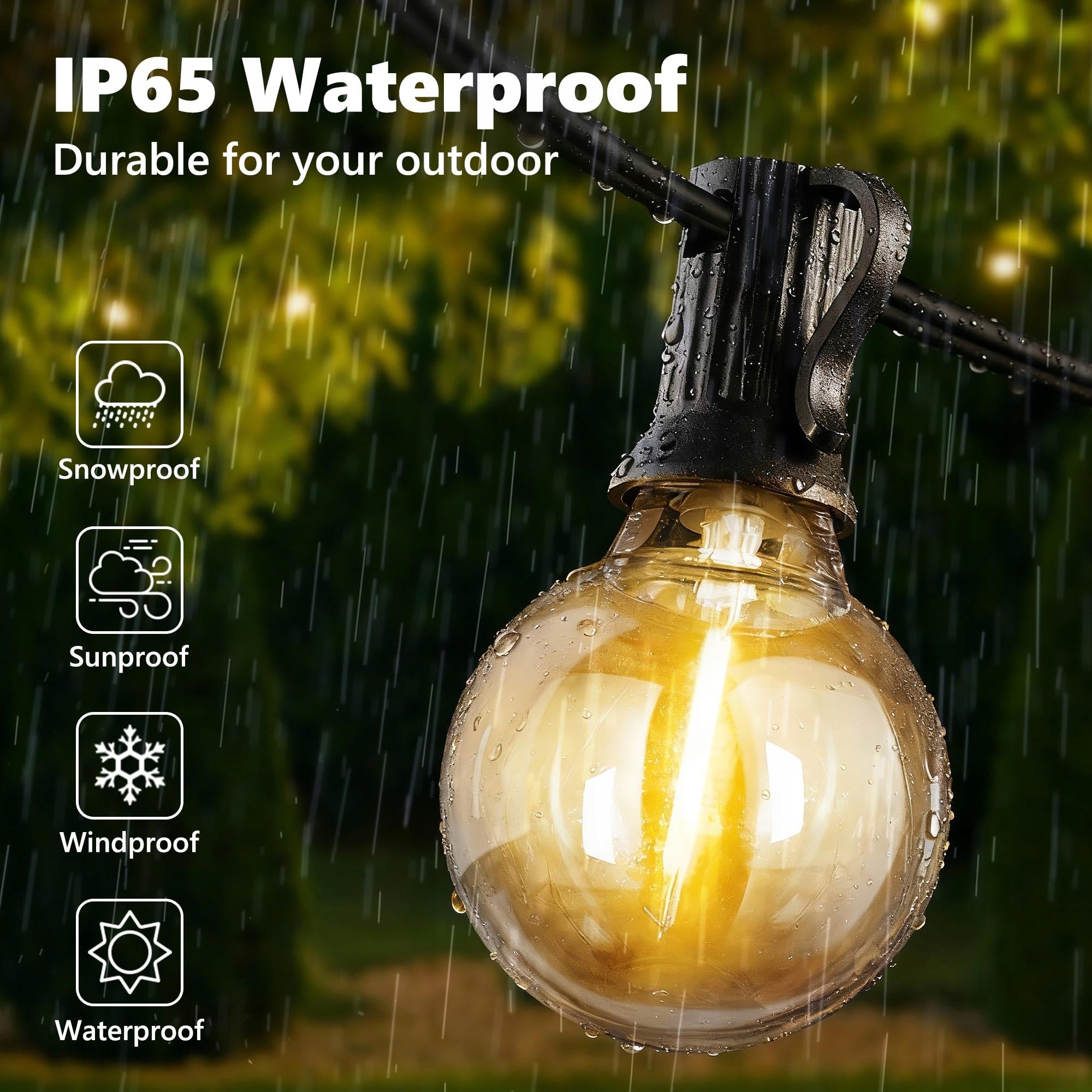 JOOMER Zewnętrzne Lampki LED 30M 42+1 G40 Żarówki Wodoodporne Dimmable — miniatura 3