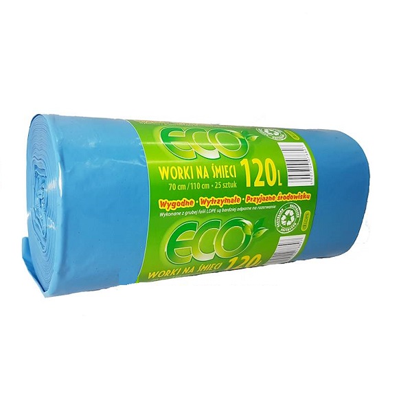 

Worki na śmieci 120L 25 sztuk Niebieskie Papier