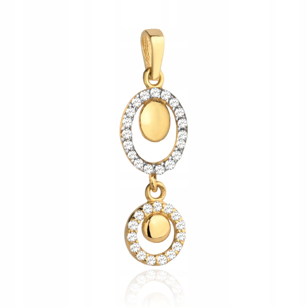 Zlatý přívěsek 585 s zirkony, oválný, 0.94 g