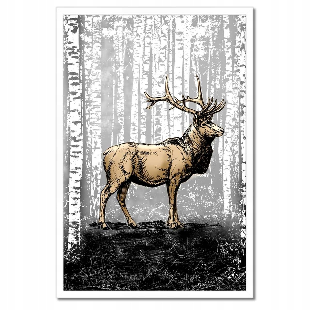 Plakáty v rámu 40x60 Jelen Bříza Břízy Les