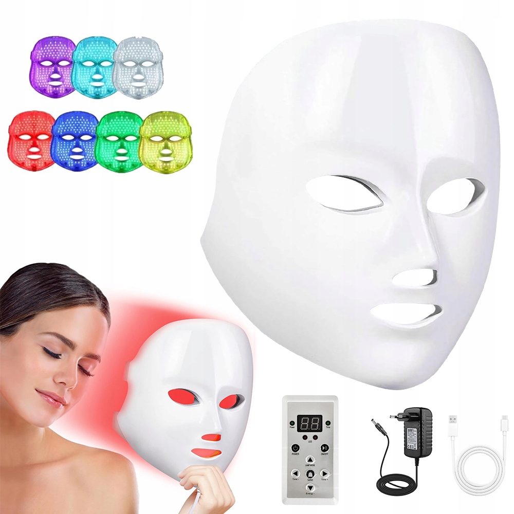 Led Maska Pro Krásu 7 Barev Domácí Světelná Terapie S Dálkovým Ovládáním