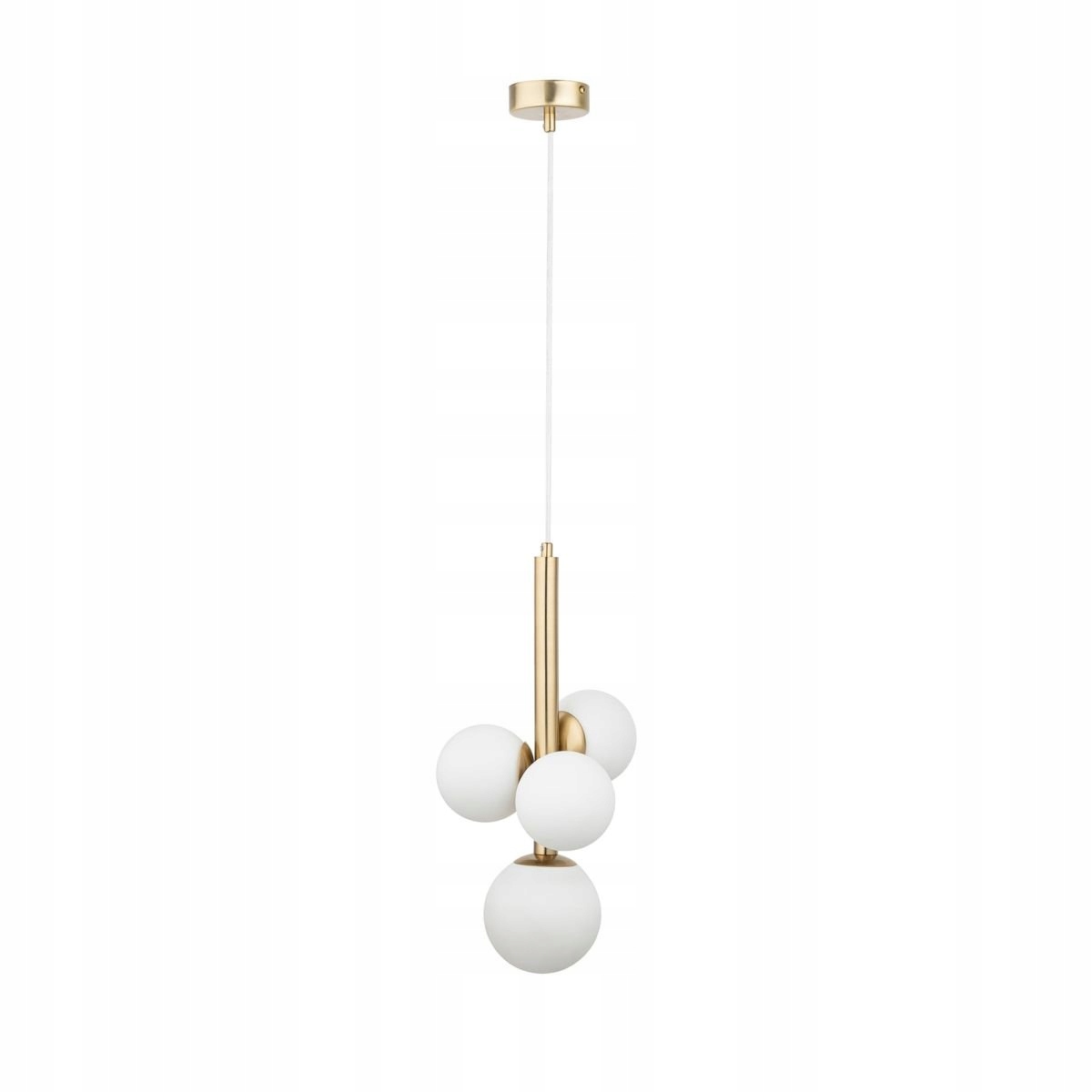 Zlatá závěsná lampa se čtyřmi mléčnými skleněnými koulemi Perla Lux 4 Sigma Lighting