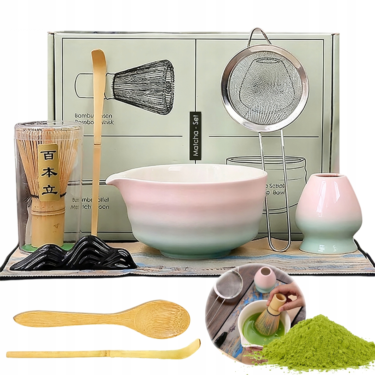Levně Sada Na Čaj Matcha, Sada Metliček Matcha 8ks Sada Na Matchy Miska