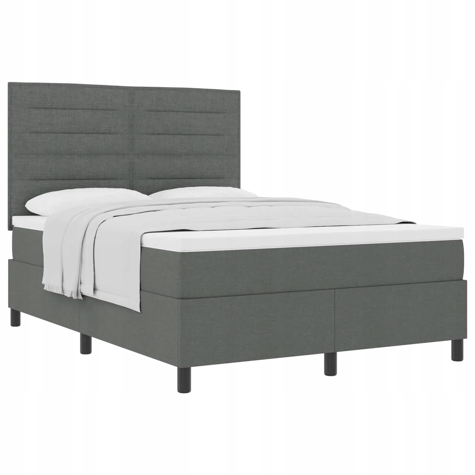 Postel box spring 140 x 190 cm tmavě šedá s dřevěnými nohami