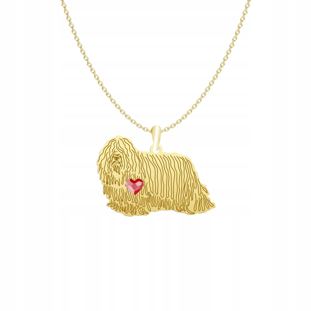 Zlatý náhrdelník s psem Komondor 925 Řetízek Dárek Žena Gravírování Bonus