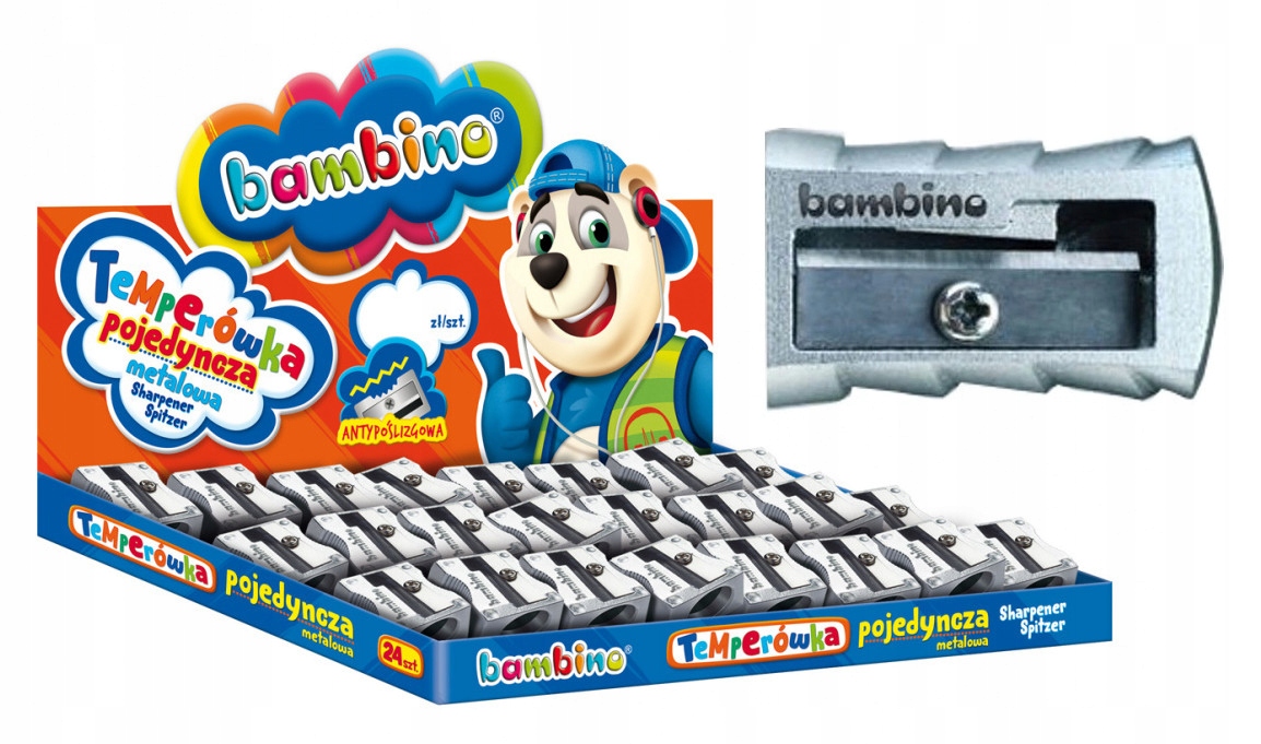 Bambino temperówka pojedyncza metalowa 24 sztuk