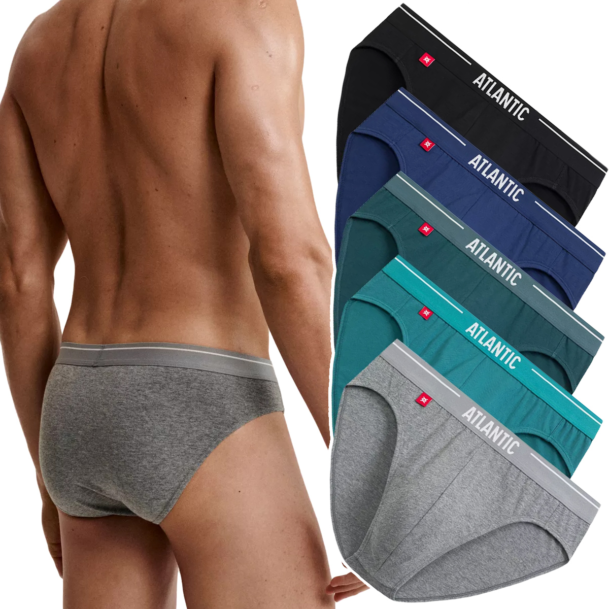 x5 Pánské sportovní slipy Atlantic 5SMP-004 Slipy Sada L