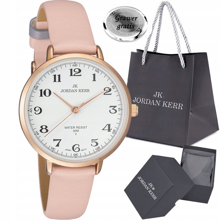 Dámské hodinky Jordan Kerr C3344ALX růžové Kožený Řemínek Krabička