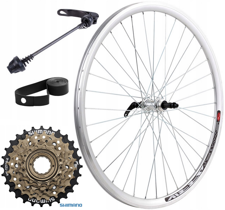 Koło 26 Tylne Stars Circle Alu Srebrne Qr Wolnobieg Shimano 6rz