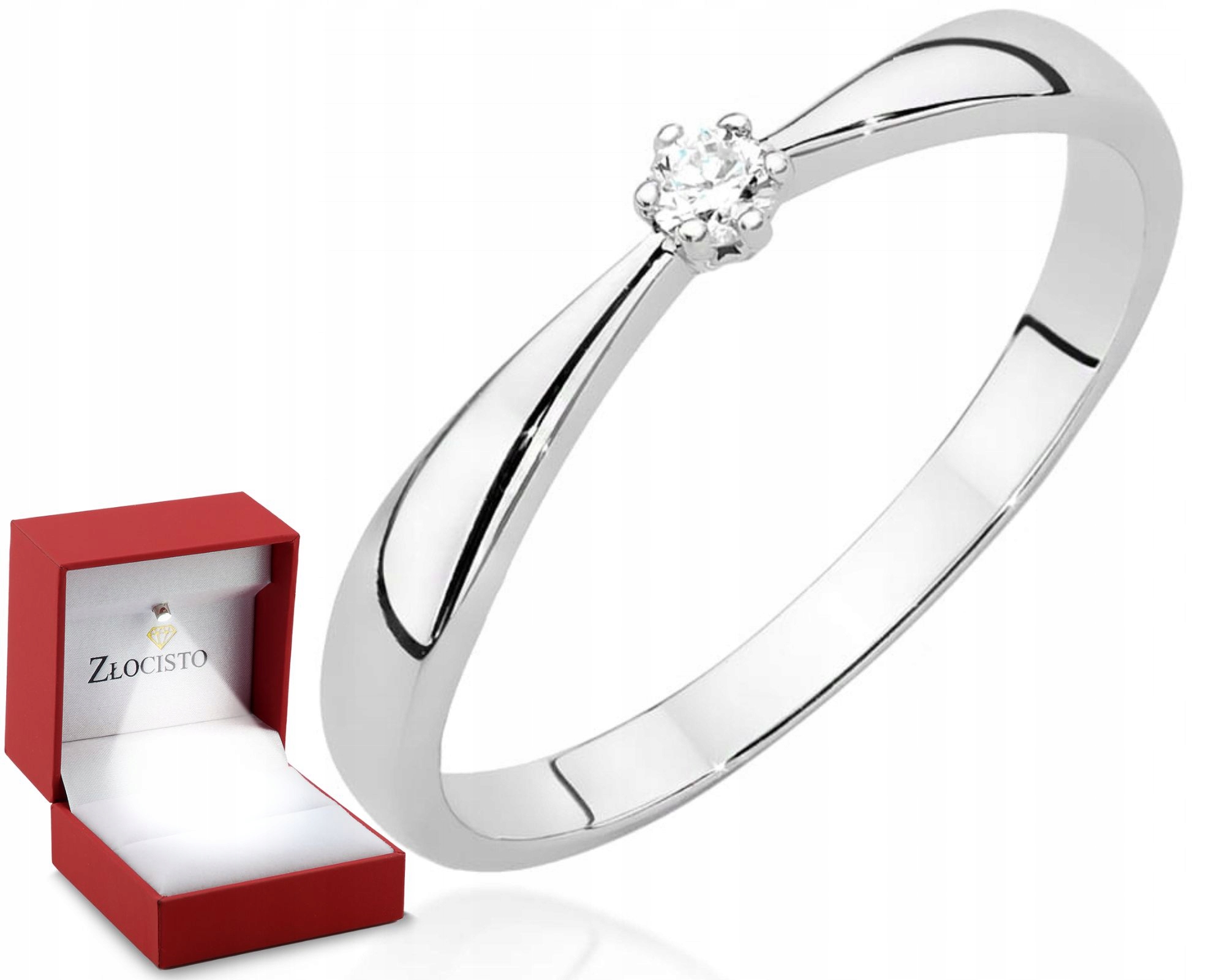 Prstýnek z bílého zlata s briliantem 585 Gravírování