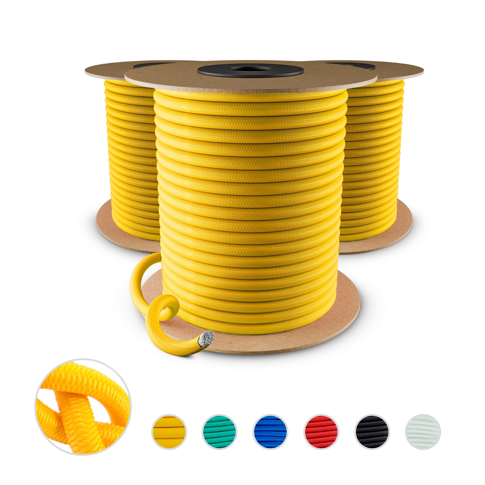 Elastické gumové lano Ekspandor Guma na plachty Upevňovací Žlutá 12 mm 30 m