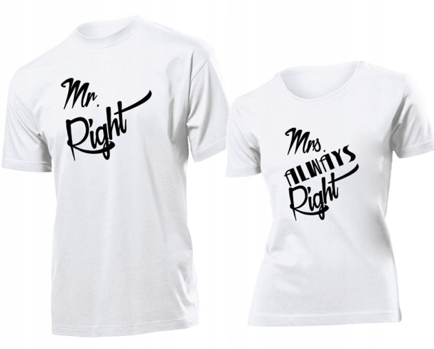 

Koszulki dla par Mr Right Mrs Always Right S