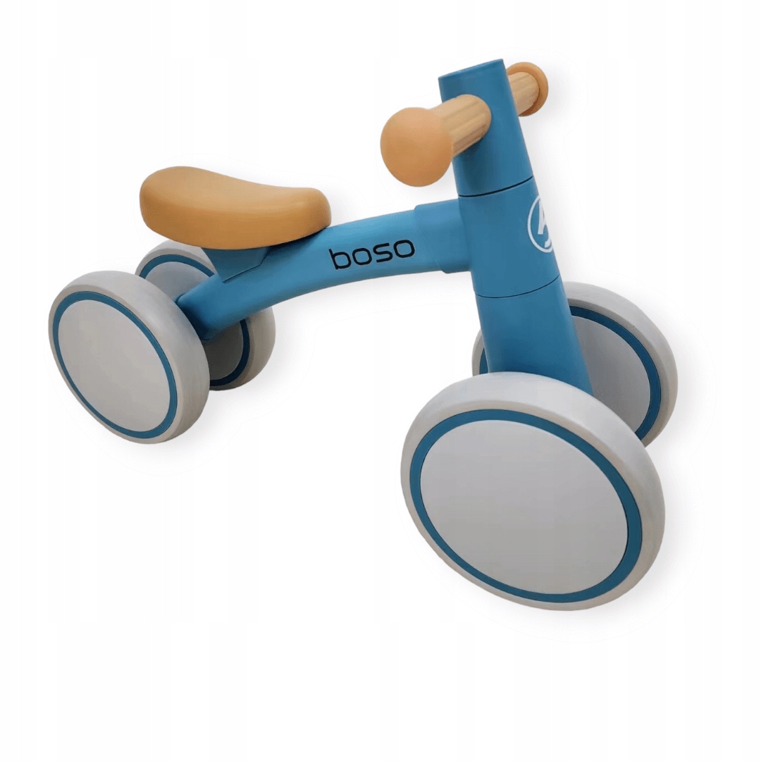 Rowerek biegowy na roczek jeździk pchacz Premium Mila szary niebieski