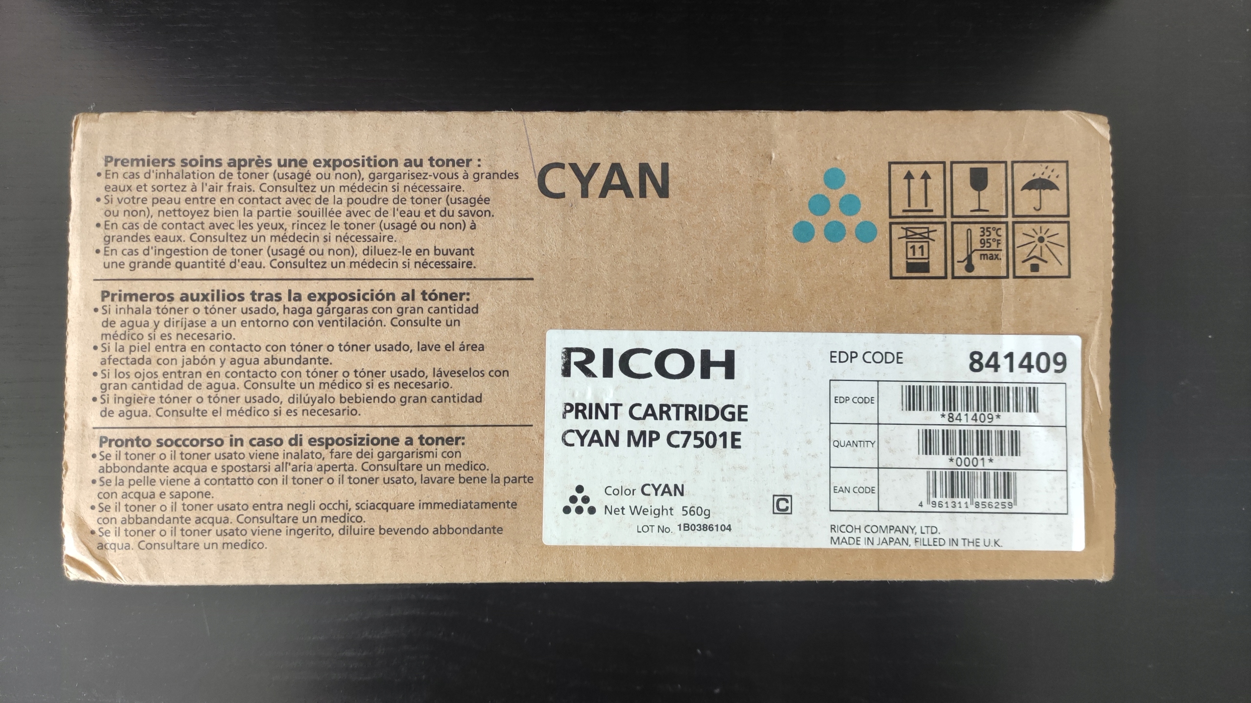 Ricoh C toner 841409 841364 842076 MPC6501 C7501