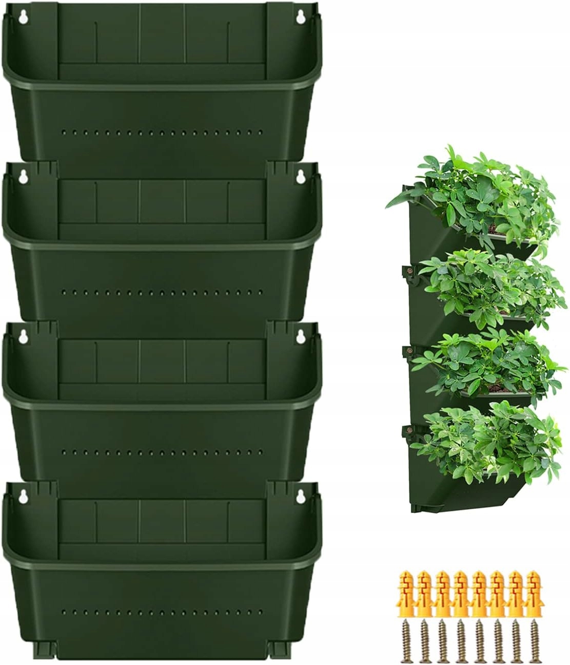 Závesný Modulárny Vertikálny Záhradný Kvetináč Na Stenu, 4 Vrecká