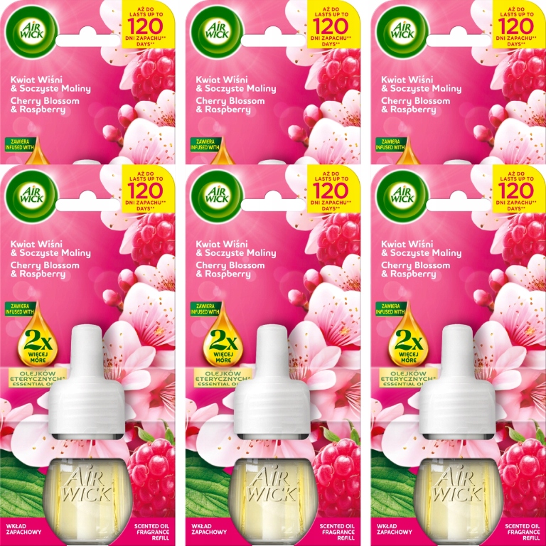 Levně Air Wick Náplň do osvěžovače vzduchu Višňový Květ Šťavnaté maliny 19 ml x 6