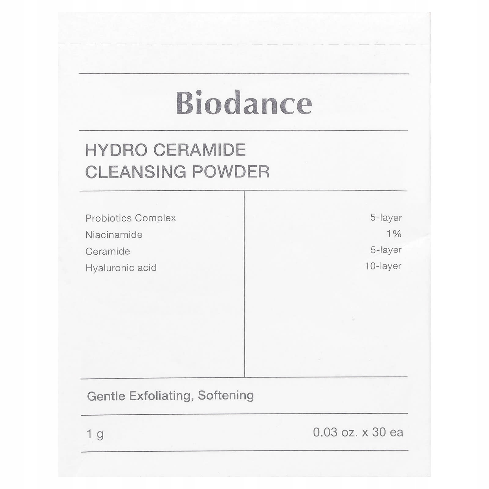 Biodance, čistící prášek s hydroceramidy, 30 balení po 1 g