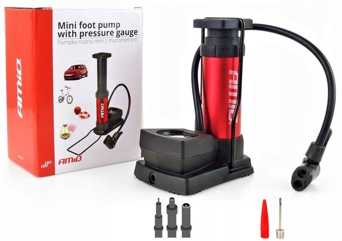 KOMPAKTOWA POMPKA ROWEROWA NOŻNA Z MANOMETREM MINI