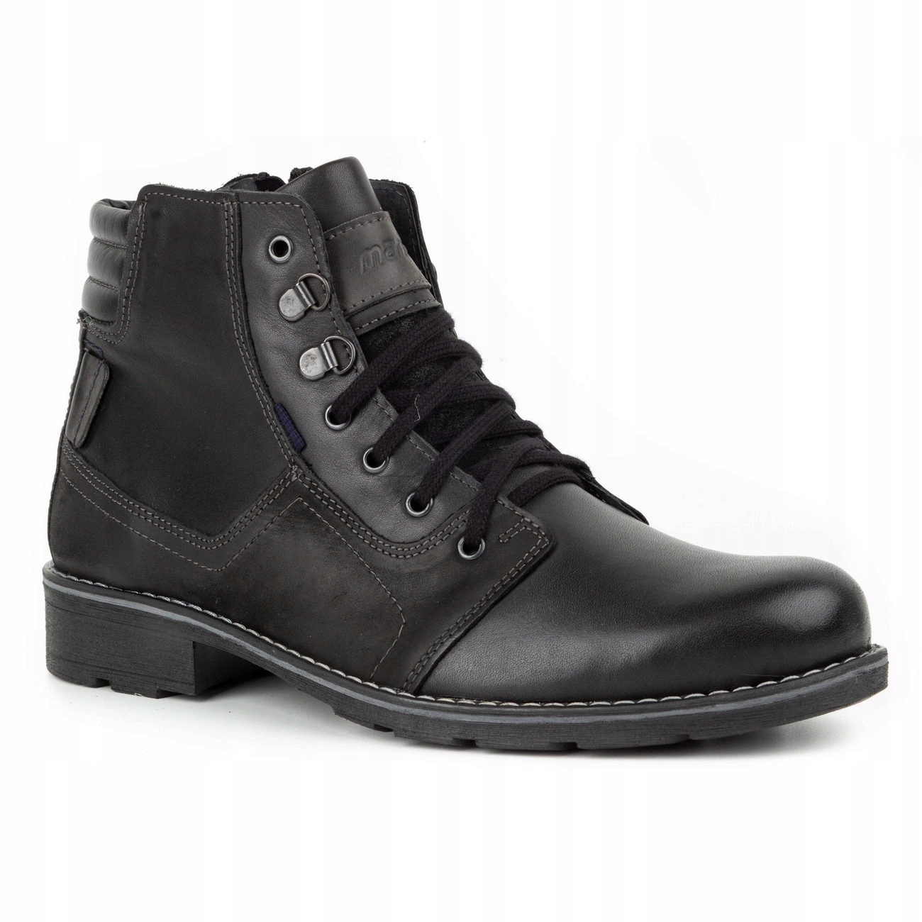 Buty męskie zimowe Trzewiki skóra 323MP Czarny 42