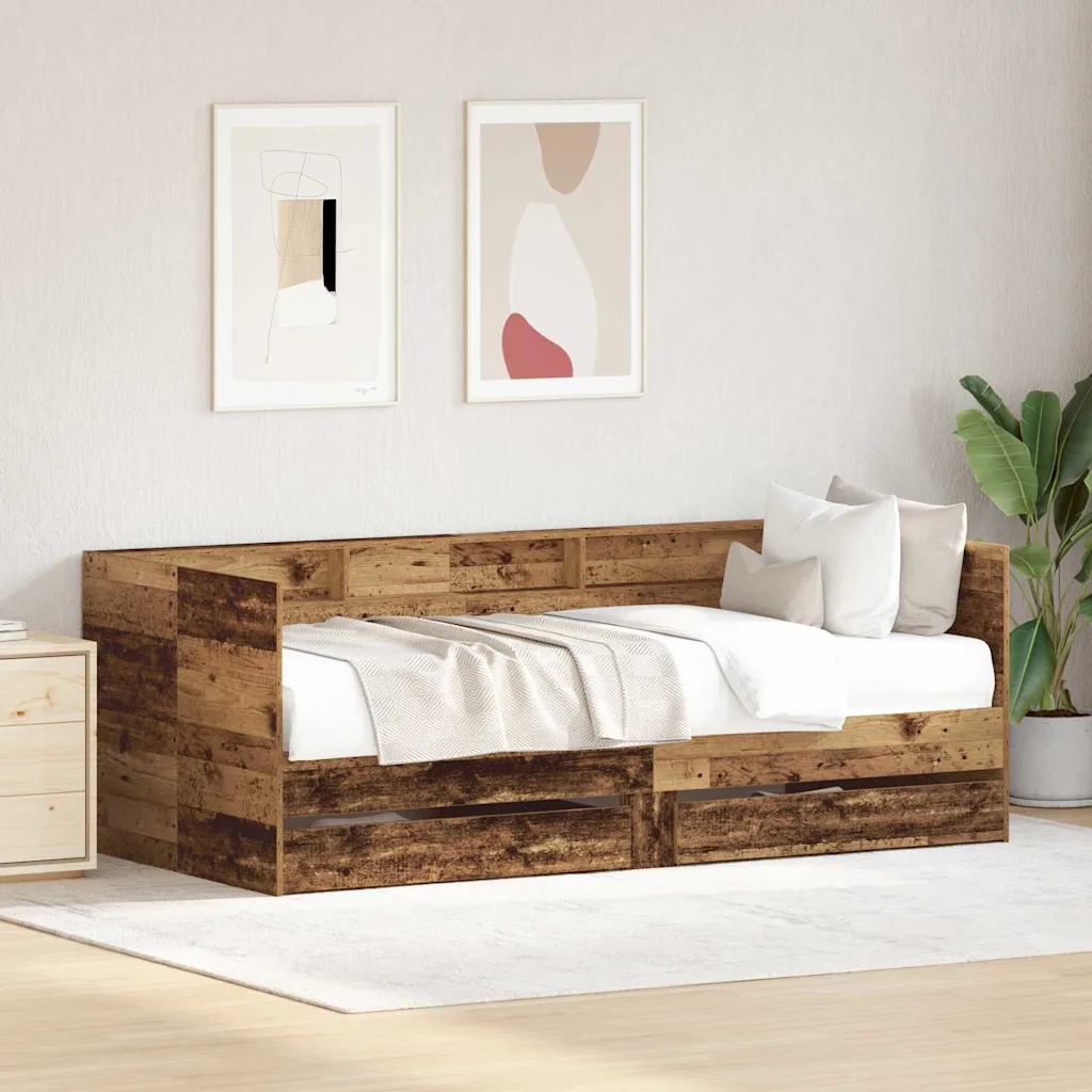 vidaXL Daybed s čelo Staré dřevo 90 x 190 cm kompozitní dřevo