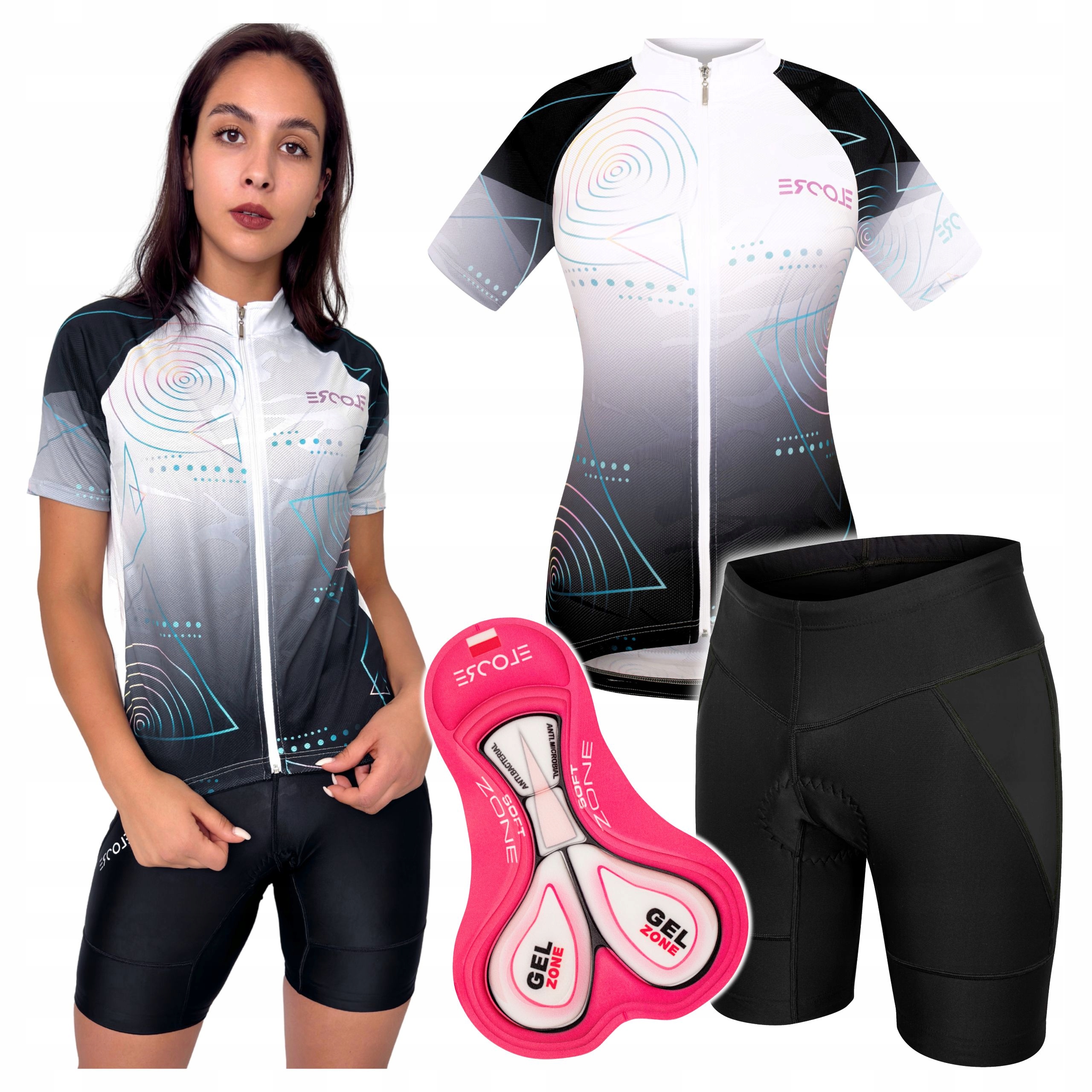 Cyklistické oblečení Dámské cyklistické oblečení vel S M Tričko Kraťasy s vložkou