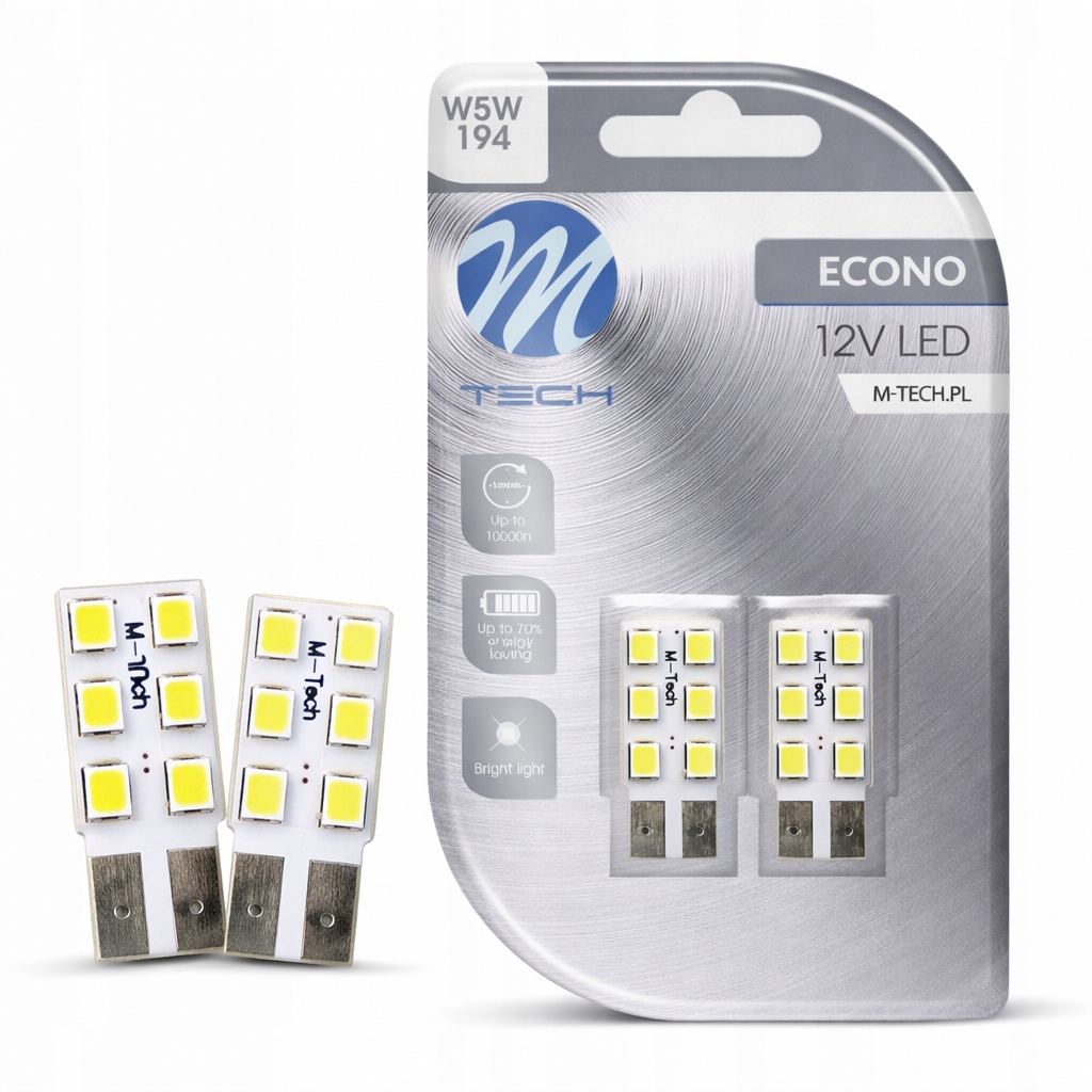 Żarówki W5W Led 12V 6xSMD2835 *białe* 2szt. M-tech