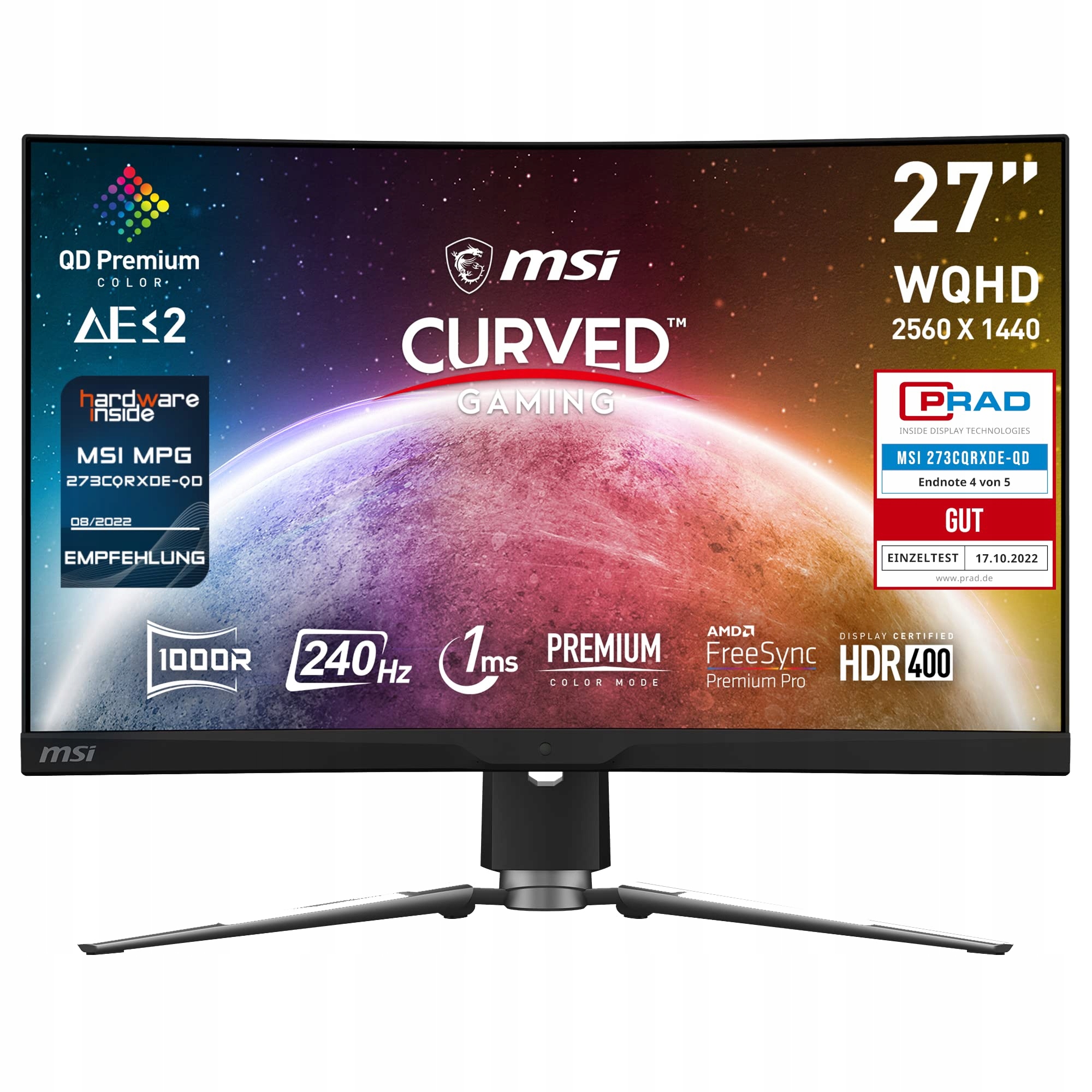 ディスプレイ・モニター本体 MSI 273CQRX-QD 2 WQHD 240Hz MSI