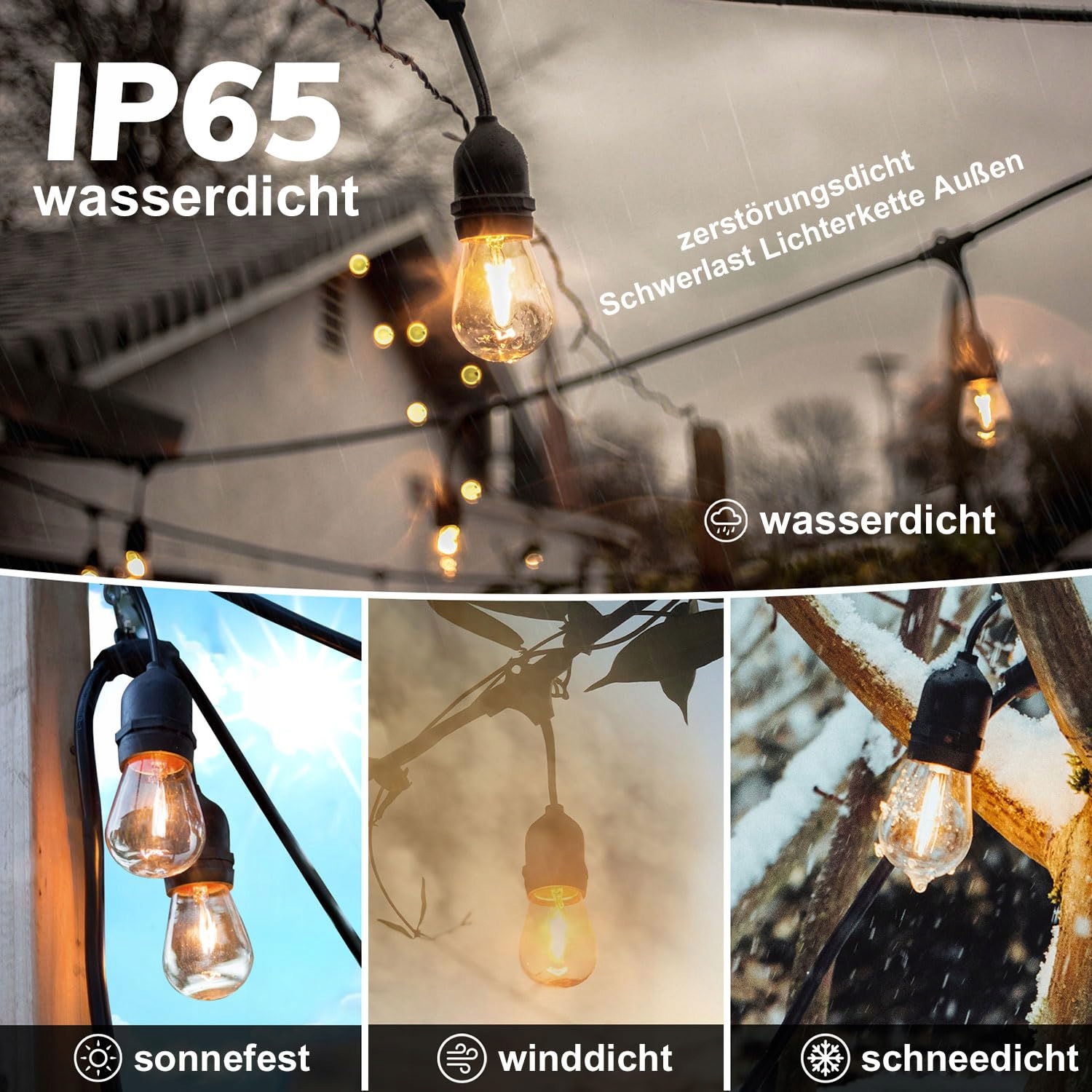 LAMPENWELT Girlanda Ogrodowa 30m IP65 32 Żarówki Edison 2200K Ogród Patio — miniatura 3