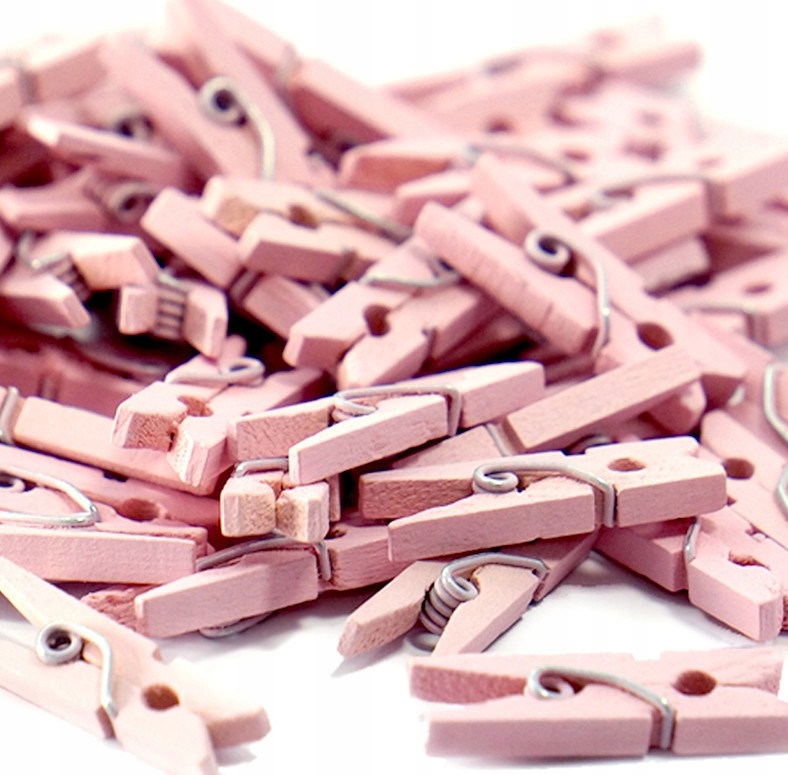 

Mini Klamerki Drewniane 2,5cm spinacze Różowe
