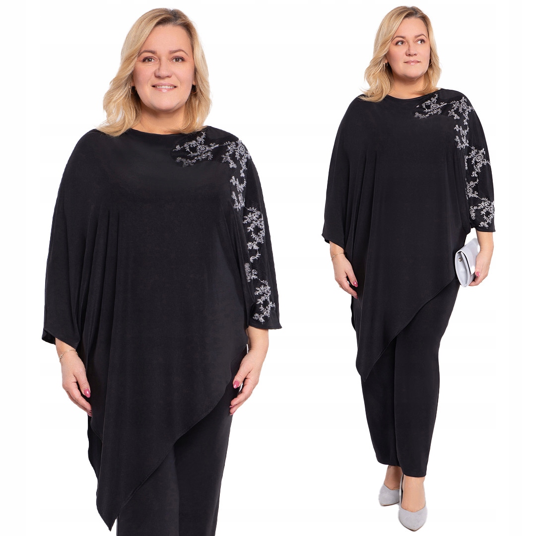 Černý komplet se stříbrnými květy 48