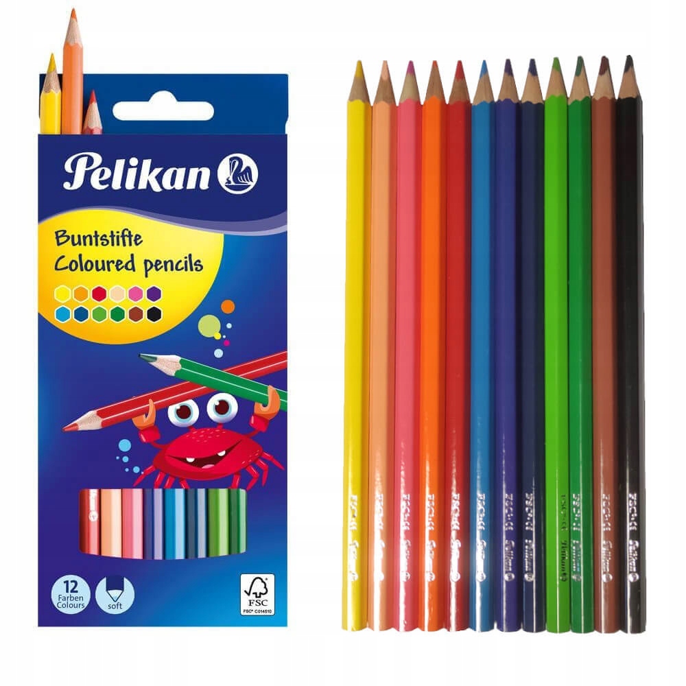 

Kredki drewniane, 12 kolorów, Pelikan