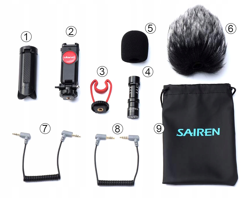 Zestaw do vlogów do telefonu smarfona mikrofon Kolor czarny