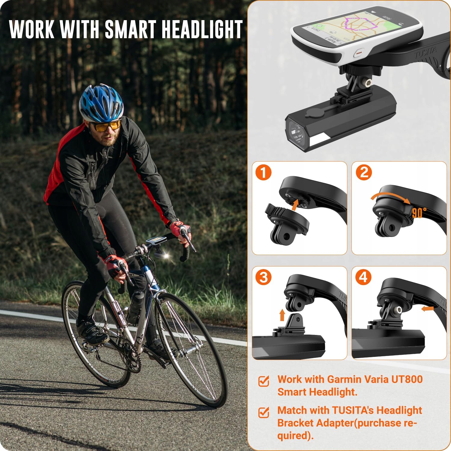 Adapter Mocowania Garmin Edge Varia UT800 Do GoPro Rowerowy TUSITA — miniatura 5