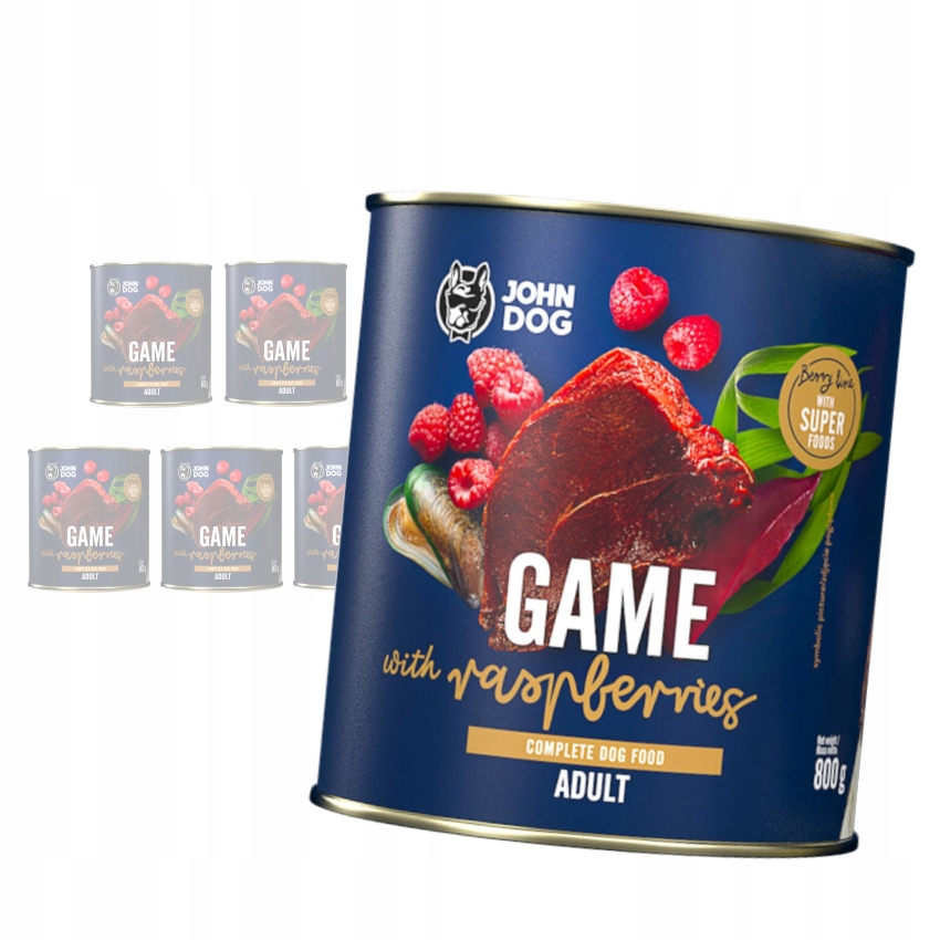 John Dog Adult Zvěřina s malinami 6 x 800 g Plechovka