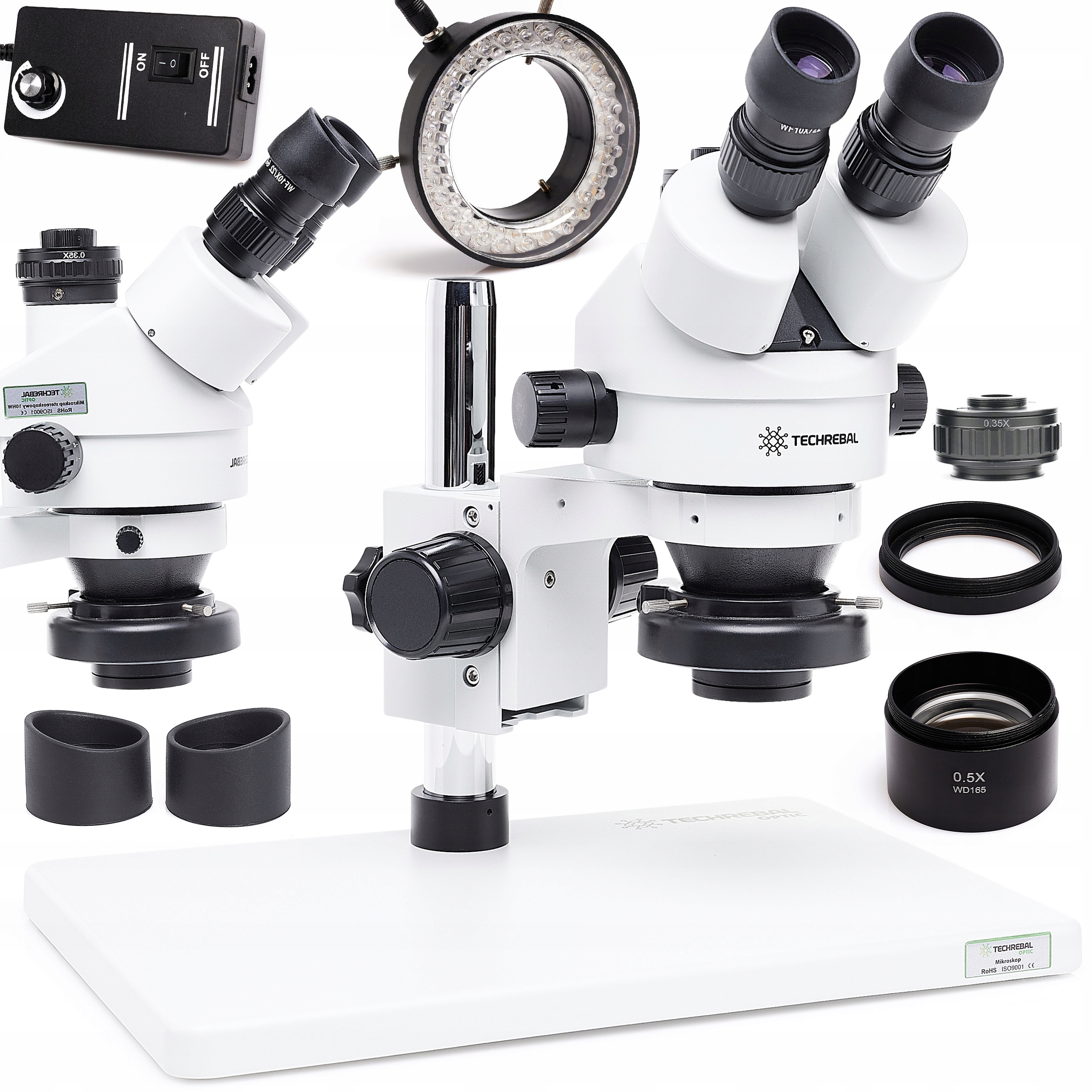 Stereoskopický Optický Mikroskop 10HT Plus A Osvětlení 56x Led Barlow 0.5
