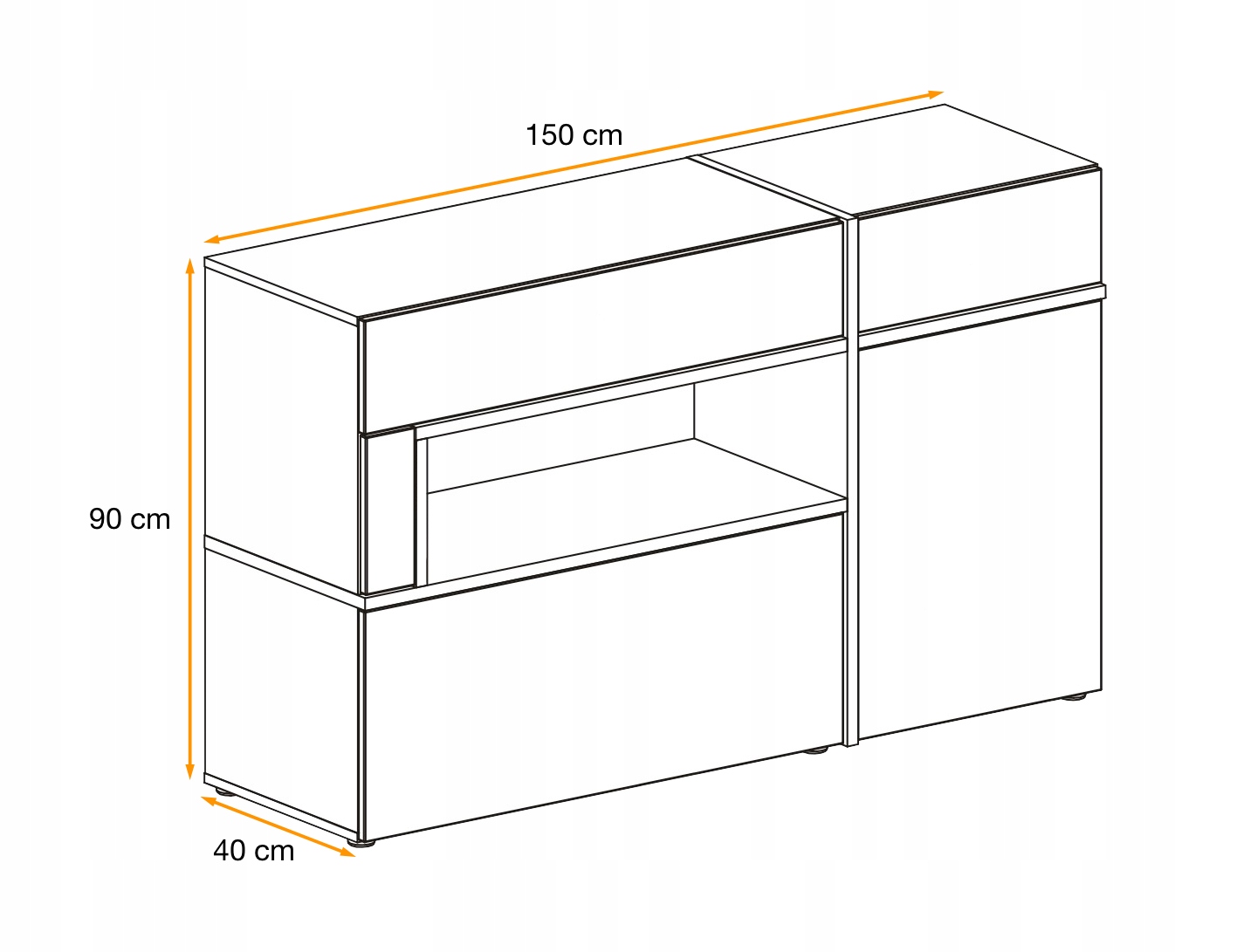 KOMODA ROSS FRONTY BIAŁY WYSOKI POŁYSK PVC + LED Kod producenta 28 PEW CS SB