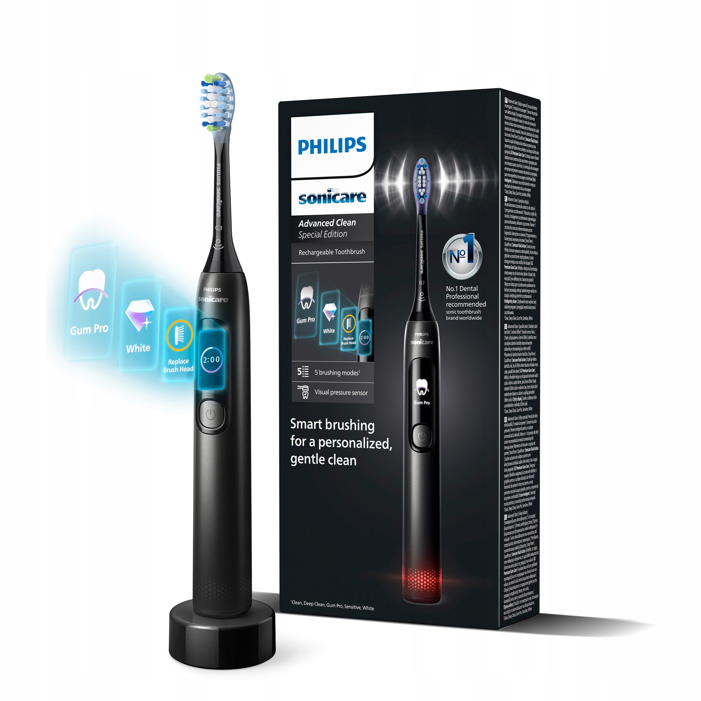 Philips Sonicare Advanced Clean Szczoteczka Soniczna HX3792/11 Czarna