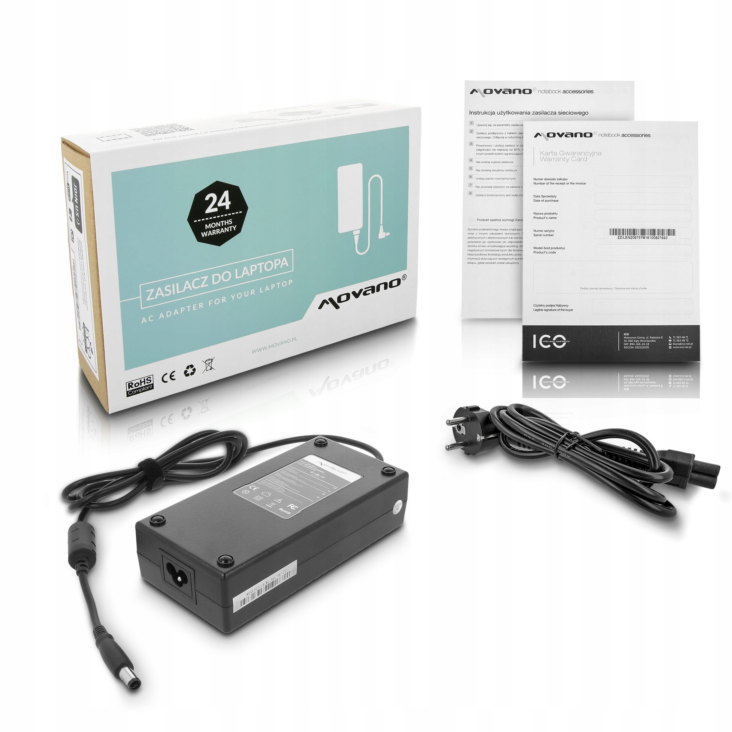 Napájecí adaptér Movano 19.5v 7.7a 7.4x5.0 150W pro Dell