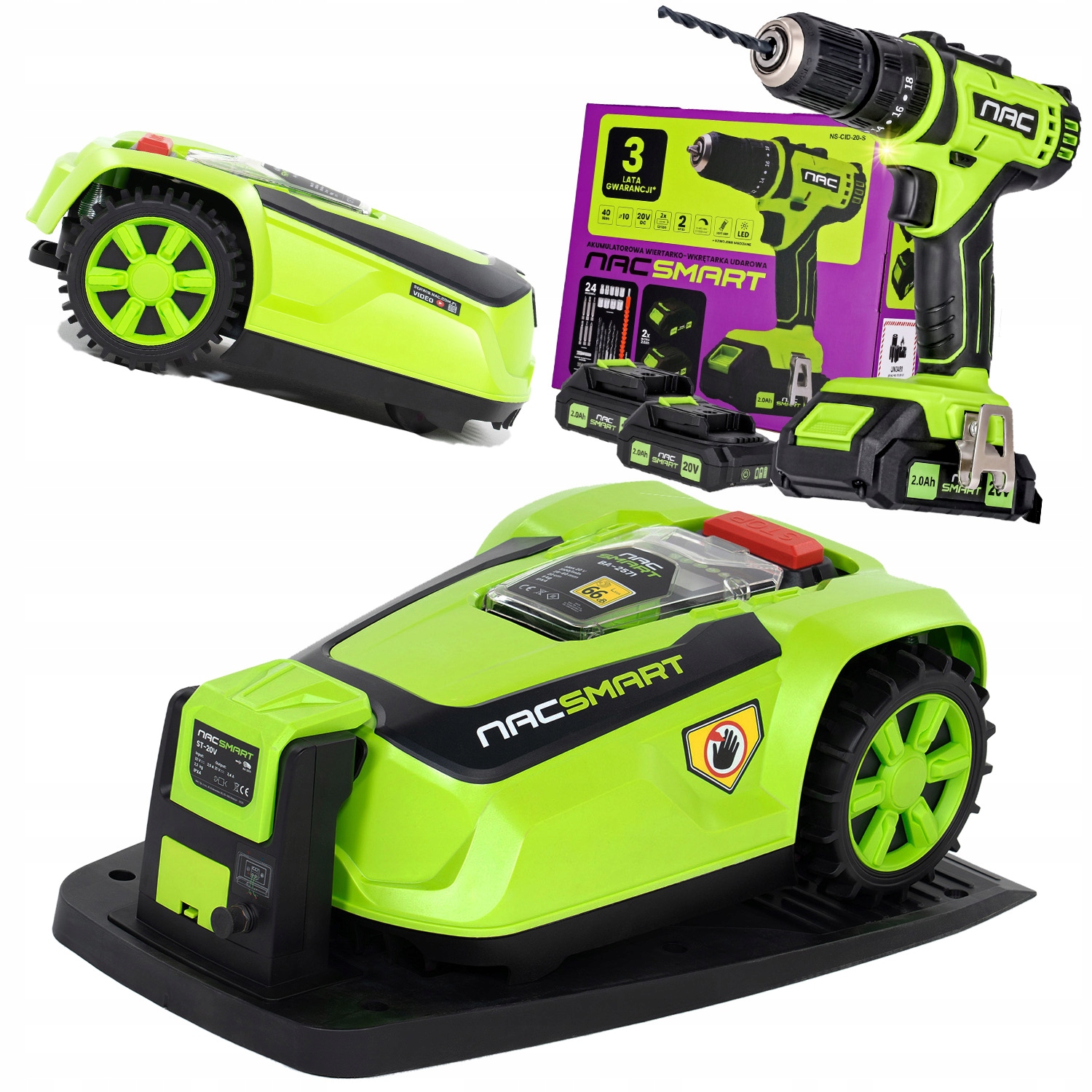 Sada Robotickej Kosačky Do 1000 M2 22 CM Príklepová Vŕtačka Nac Smart