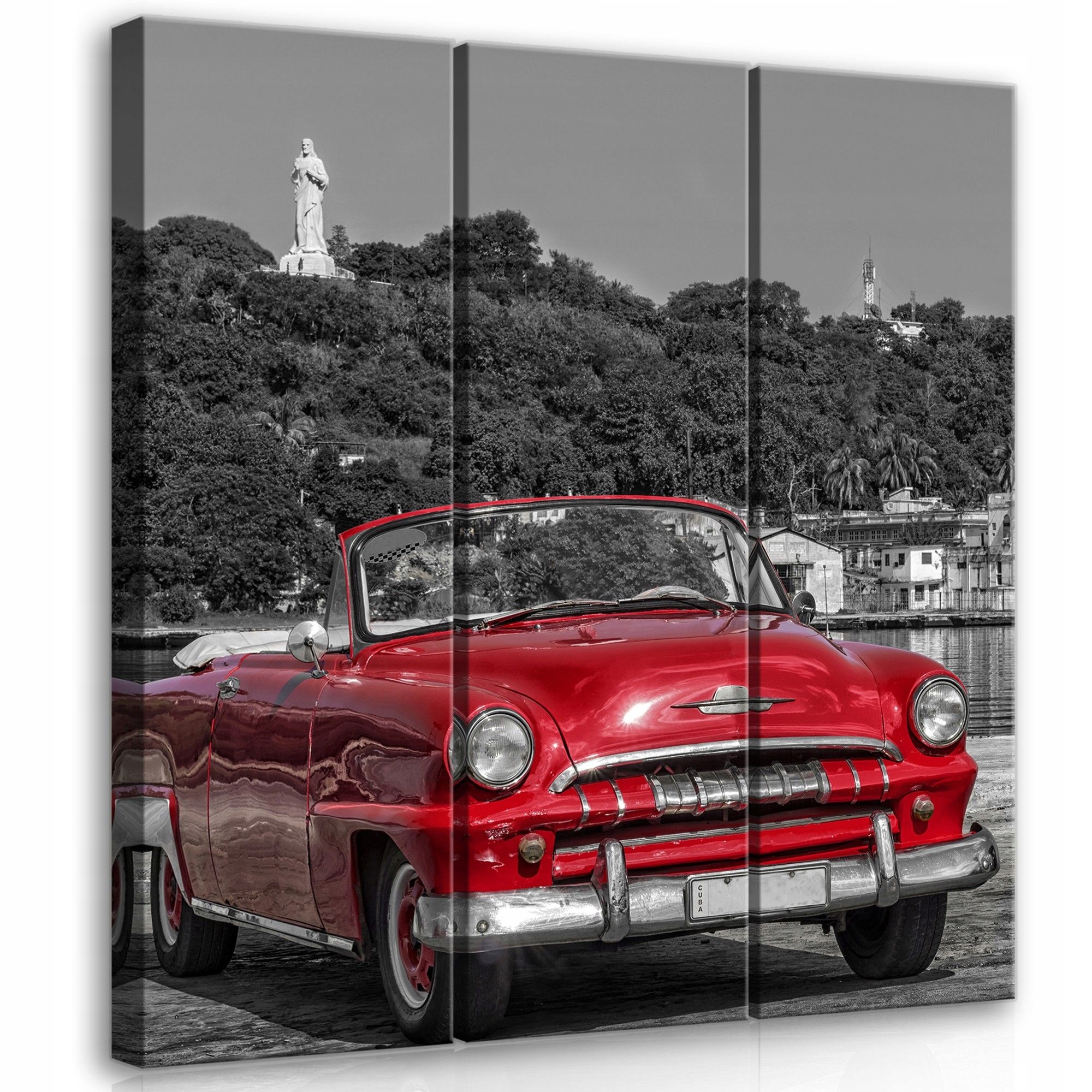 Obraz 90x100 Klasický červený kabriolet Kuba Havana retro styl