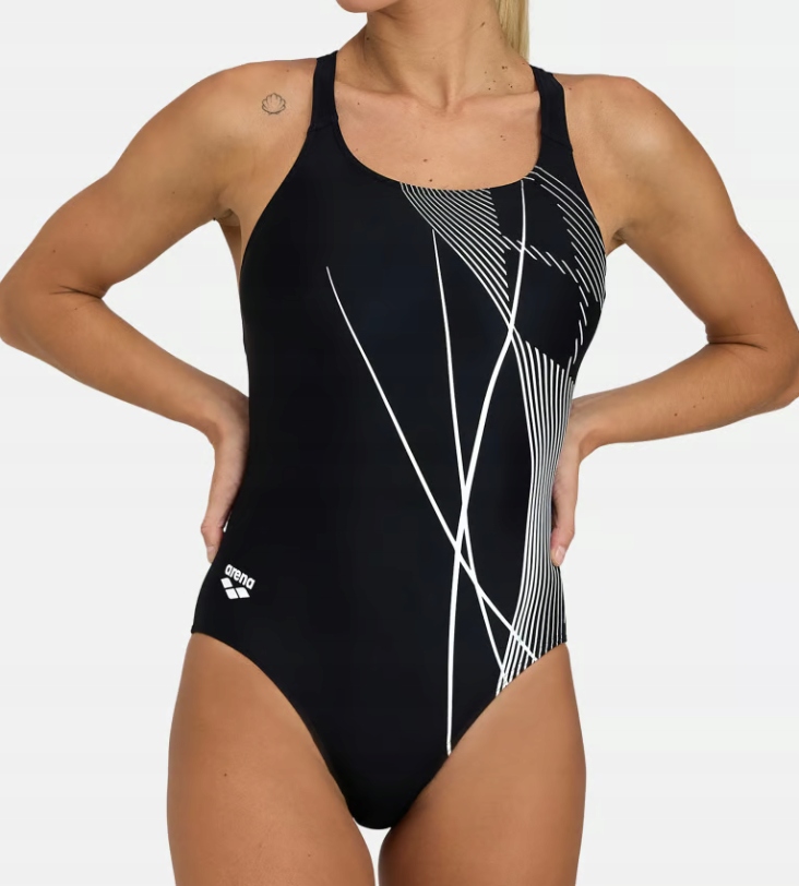 Strój kąpielowy Arena Branch Swim Pro Back Bra czarno-biały Eu 44 Uk 40