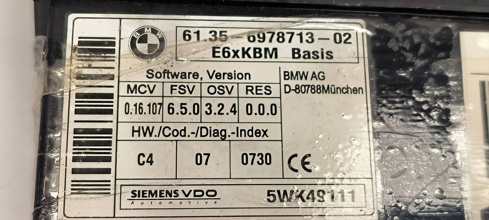 Unité commande confort 61.35-6978713-02 BMW E64 LIFT