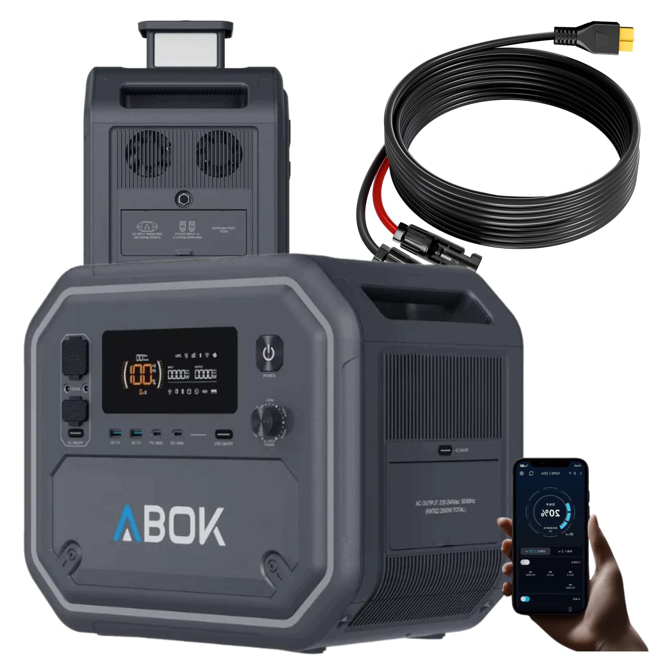 Przenośna stacja zasilania Abok Ark2800 2800W 2160Wh kabel Fossibot xt90 5m