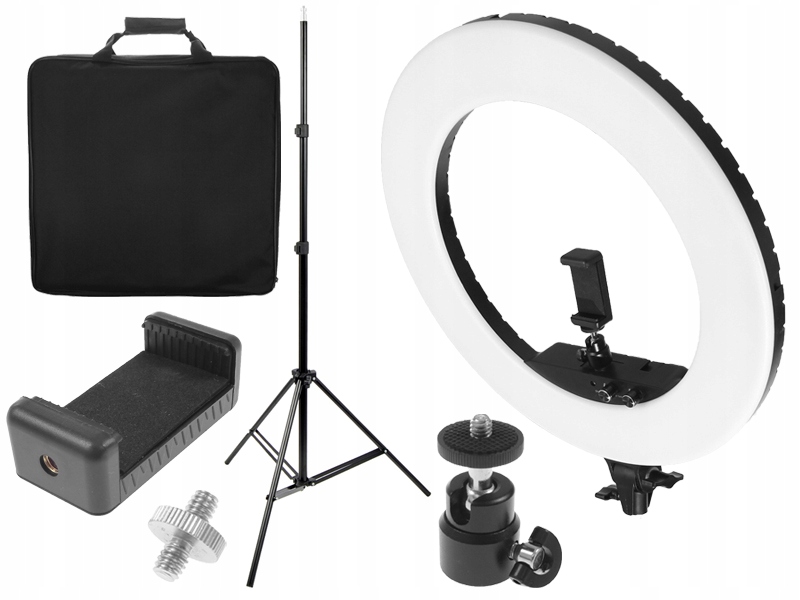 LAMPA PIERŚCIENIOWA LED 48W MAKIJAŻ STATYW TORBA