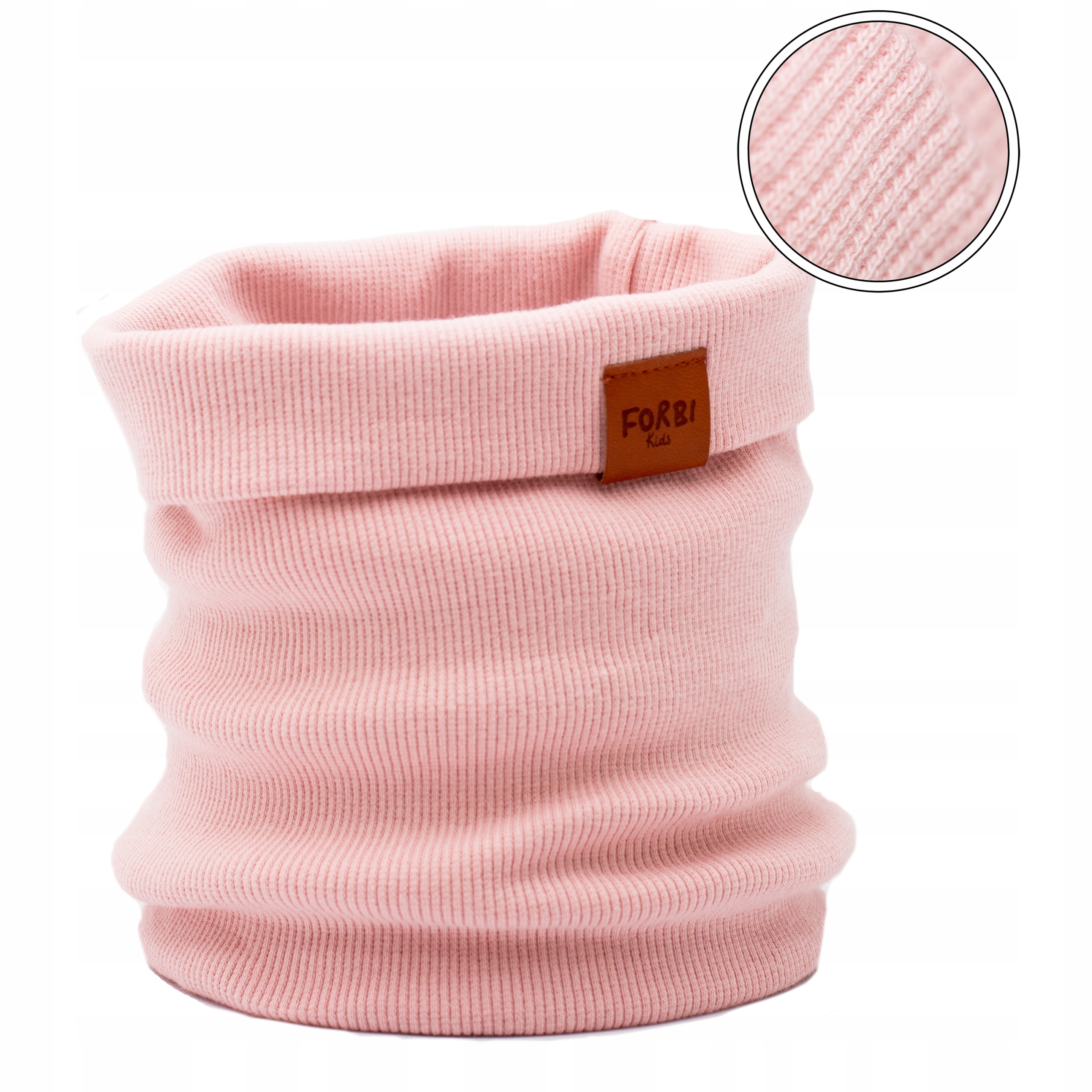 Bawełniany golf dziecięcy komin zimowy ciepły dla dziewczynki JASNY RÓŻ L