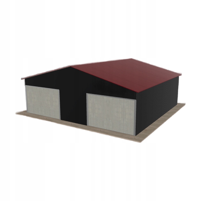 Plechová garáž 8x7.5 m dvoupolohová, dvoupolohová, černá