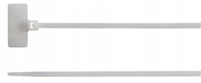 100x Opaska kablowa z tabliczką opisową zewnętrzną 110x2,5mm 20x9mm natural